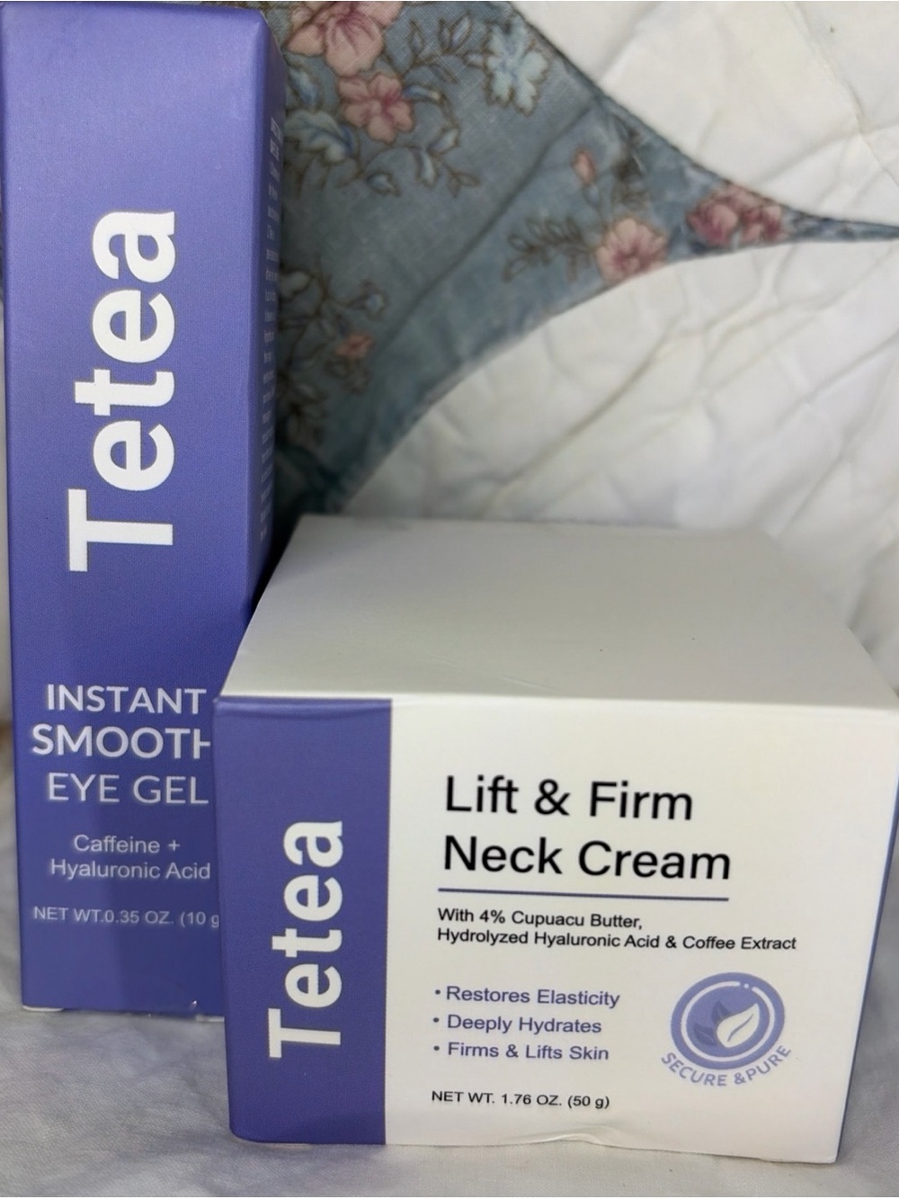 Tetea Instant Smooth Cooling Eye Gel Caffeine HA 0.35oz + Neck Cream 1.76 oz Set